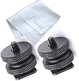 Fotasy SCX2 1/4-Inch 20 Tripod Screw to Hot Shoe Adapter with Premier Cleaning Cloth (Black)