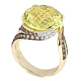 One of a Kind Lemon Quartz and Diamond Ring in 18k White Gold