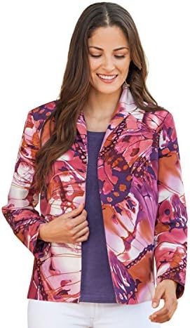 WinterSilks Women's Plus Size Flyaway Dupioni Jacket