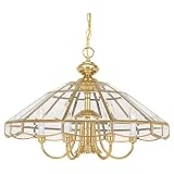 Sea Gull Lighting 3365-02 Six-Light Brass Pendant, Additional Downlight in Polished Brass Finish with Clear Beveled Glass