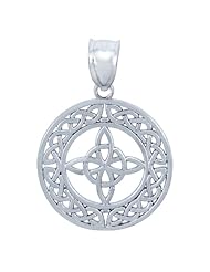 14k White Gold Round Trinity Pendant