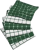 DII 100% Cotton, Machine Washable, Basic Everyday Kitchen Dish Cloth, Windowpane Design, 12 x 12" Set of 6- Dark Green