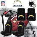 NFL San Diego Chargers Car Seat Covers, Floor Mats and Steering Wheel Cover Set with Bonus CD Wallet