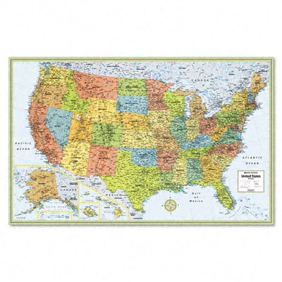 Electronics: Rand McNally Laminated Wall Map, US, 32in. x 50in.