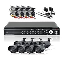 Zmodo 16 Channel H.264 DVR + 8 x 480TVL CMOS 6mm Weatherproof Camera + 1TB HDD Surveillance Kit KDF6-SARAZ8ZN-1TB
