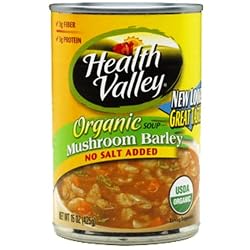 Health Valley Mushroom Barley No Salt Added, 15 Ounce Cans (Pack of 12)