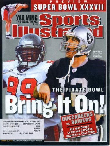 Sports Illustrated January 27, 2003 Warren Sapp/Tampa Bay Buccaneers & Rich Gannon/Oakland Raiders, Super Bowl XXXVII Preview, Yao Ming vs Shaq, Hideki Matsui/New York Yankees, Bode Miller/Downhill Skiing