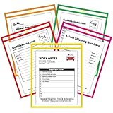 C-Line Neon Stitched Shop Ticket Holders, Assorted Neon Colors, 9 x 12 Inches, 25 per Box (43910)