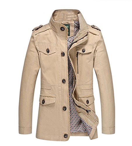 Lega Men's Lightweight Casual Field Jacket Stand Collar Coat Outerwear