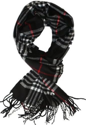 Classic Cashmere Feel Men's Winter Scarf in Rich Plaids Black