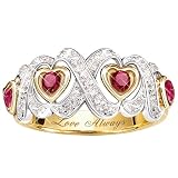 51thLQzlKoL. SL160  Mothers Day Womens Rings Gift: Engraved Hearts And Kisses Ruby And Diamond Ring Romantic Jewelry Gift For Her