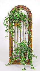 Dark Terra Cotta Window Planter with Artificial Variegated English Ivy