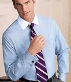Traveler Tailored Fit Spread Collar French Cuff Twill Stripe Dress Shirt