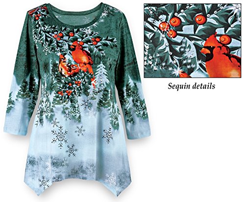Winter Cardinal Festive Waterfall Tunic