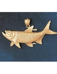 Dazzlers Solid 14 karats Gold Assorted Fish Sea Bass Snook King Mackerel Charm Pendant available in three colors from jewelsberry (weights: 8.0 grams only)