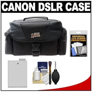 Canon Rebel Digital SLR Camera Case with LP-E8 Battery + Cleaning & Accessory Kit for Rebel T2i, T3i & T4i