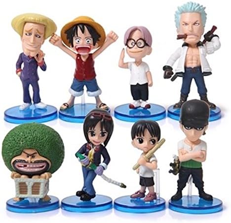 One Piece Cartoon Luffy Straw Hat One Piece Group Toy Doll PVC Model Furnishing Articles Bedroom Home Decoration Desktop Furnishing Articles Figure Decoration One Set 8 Pieces (style two)