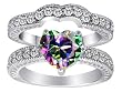 2.70 cttw 14K White Gold Plated 925 Sterling Silver Genuine Heart Shape Mystic Topaz Wedding Set - Gold Plated Silver