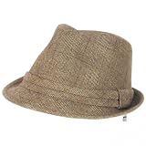 New Tweed Plaid Stingy Fedora Trilby Belt Hat Brown M/l