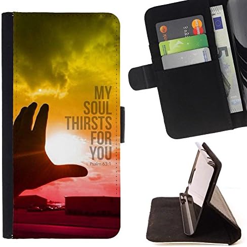 Momo Phone Case / Wallet Leather Case Cover With Card Slots - BIBLE Psalm 63:1 My Soul Thirsts For You - Samsung Galaxy Note 5 5th N9200