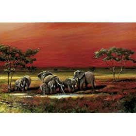 HUGE LAMINATED / ENCAPSULATED Amazing Animals Wildlife African style Elephants POSTER measures 36 x 24 inches (91.5 x 61cm)