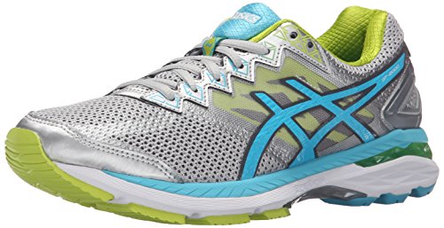 ASICS Women's GT-2000 4 Running Shoe, Silver/Turquoise/Lime Punch, 10 2A US
