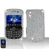 Sparkling Silver Full Diamond Rhinestone Snap on Hard Skin Faceplate Bling Cover Case for Blackberry Curve 8520 8530