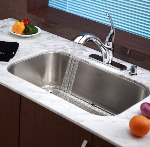 Kraus KBU14 30-Inch Undermount Single Bowl 16 gauge Kitchen Sink, Stainless Steel