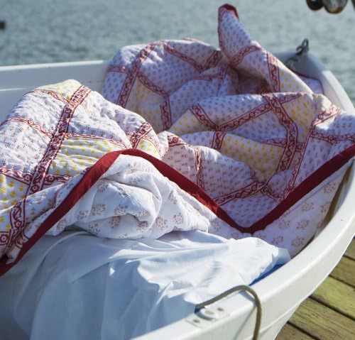 Indian Decorative Bohemian designer luxury Red Beige Quilt Comforter (Full/queen)