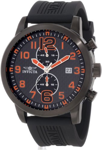 Invicta Women's 11244 Specialty Chronograph Black Carbon Fiber Dial Black Polyurethane Watch