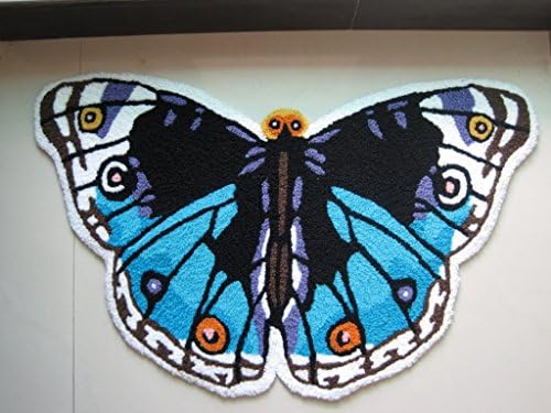 Super Soft Durable Washable Butterfly Area Rug Blue Handmade Embroidered Livingroom Carpet (2'3x4'0, Blue)