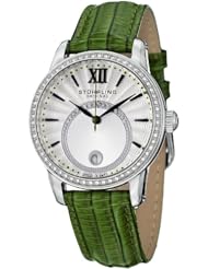 Stuhrling Original Womens 544.1115D2 Vogue Audrey Dawn Swiss Quartz Swarovski Crystal Date Green Leather Strap Watch