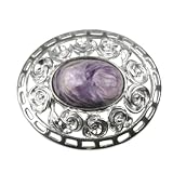 Charoite Siberian Gemstone and Sterling Silver Victorian Pin