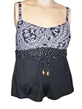 Womens Plus Size C and D Cup Coco Reef Tankini Swimsuit Top - Underwire - Black white Paisely Dot - Separates Swimwear