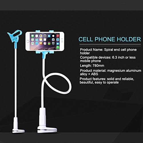 Cell Phone Holder, Qcute 360 Rotating Flexible Long Arm cell phone lazy stand Fit for Most device (under 6.3 inches)such as iphone 6/6Plus, Samsung S6 Note 5, HTC, Sony ,LG etc (Blue)