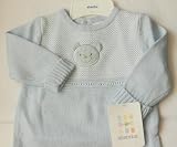 Absorba Baby Blue Knit Long Sleeve Sweater Teddy Bear Onesie Infant Boy Size 3-6M