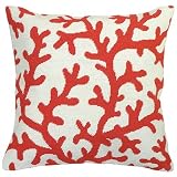 123 Creations C762.18x18 inch Coral Colored Coral Needlepoint Pillow - 100 Percent Wool