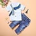 1Set Toddler Kids Baby Boys Short Sleeve T-Shirt Tops+Scarf+Trousers (4T / 4Years)