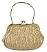 Shinny Satin Pleaded Material, with Beaded Handle, Evening Bag - Jamila (N8051)