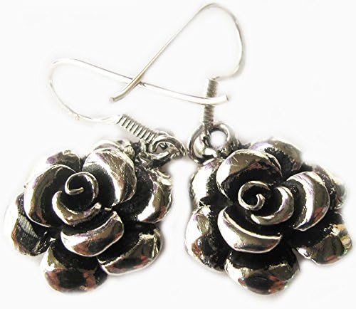 "Cool Free Shipping".925 WEIGHT 4.10 G. BEAUTIFUL THAI STERLING SILVER ROSS FLOWER EARRING BY HAND MADE{ WITHOUTSTONE BOX_3_118 }