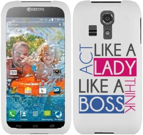 Fincibo (TM) Kyocera Hydro Icon C6730 Protector Cover Case Snap On Hard Plastic - Act Like Lady Think Like A Boss, Front And Back