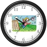 Boy Goalie Soccer Player Soccer or Fussball Theme Wall Clock by WatchBuddy Timepieces (Hunter Green Frame)