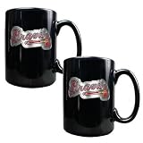 Atlanta Braves Primary Logo 2 Piece Black Ceramic Mug Set