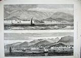 1881 CASTRO ISLAND CHIOS EARTHQUAKE SHIPS MOUNTAINS ART