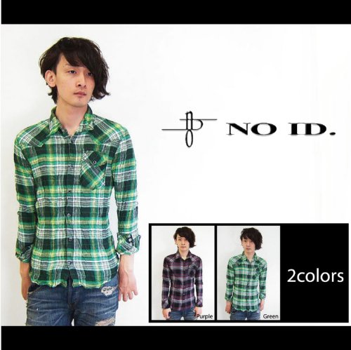【NOID/ノーアイディー】しわ加工チェックウエスタンシャツ