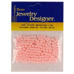 4mm Loose Round Pearls, Lt Pink, 240 Pc Pkg (1 Pack)