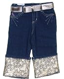 Toddler Girls' Belted Denim Cuffed Jeans