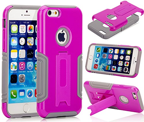 Iphone 6 4.7"Case, MeKo Premium branded Dual Layer (Hard PC + Soft Silicone) with Kickstand Cellphone cover Case For iPhone 6 4.7" (Purple)