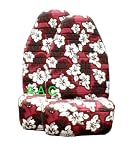 Set of 2 Universal-fit Hawaiian Front Bucket Seat Cover - Red Hawaii Hibiscus Floral Print
