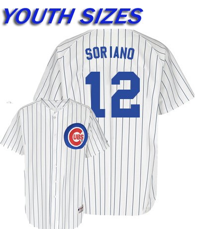 Alfonso Soriano Chicago Cubs Home White / Royal YOUTH MLB Replica Jersey by Majestic Athletic